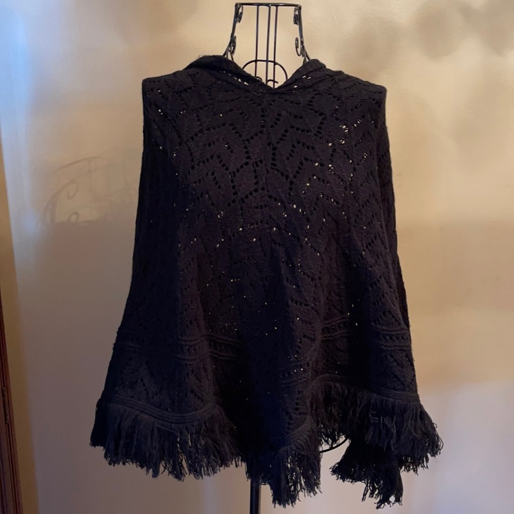 Hooded black Poncho